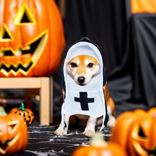 PET SHOW Nun Dog Costume For Small Medium Dogs Halloween Cosplay Outfit Black White Cloak Dress Up Pets Apparel Holiday Party Clothes Boys Girls