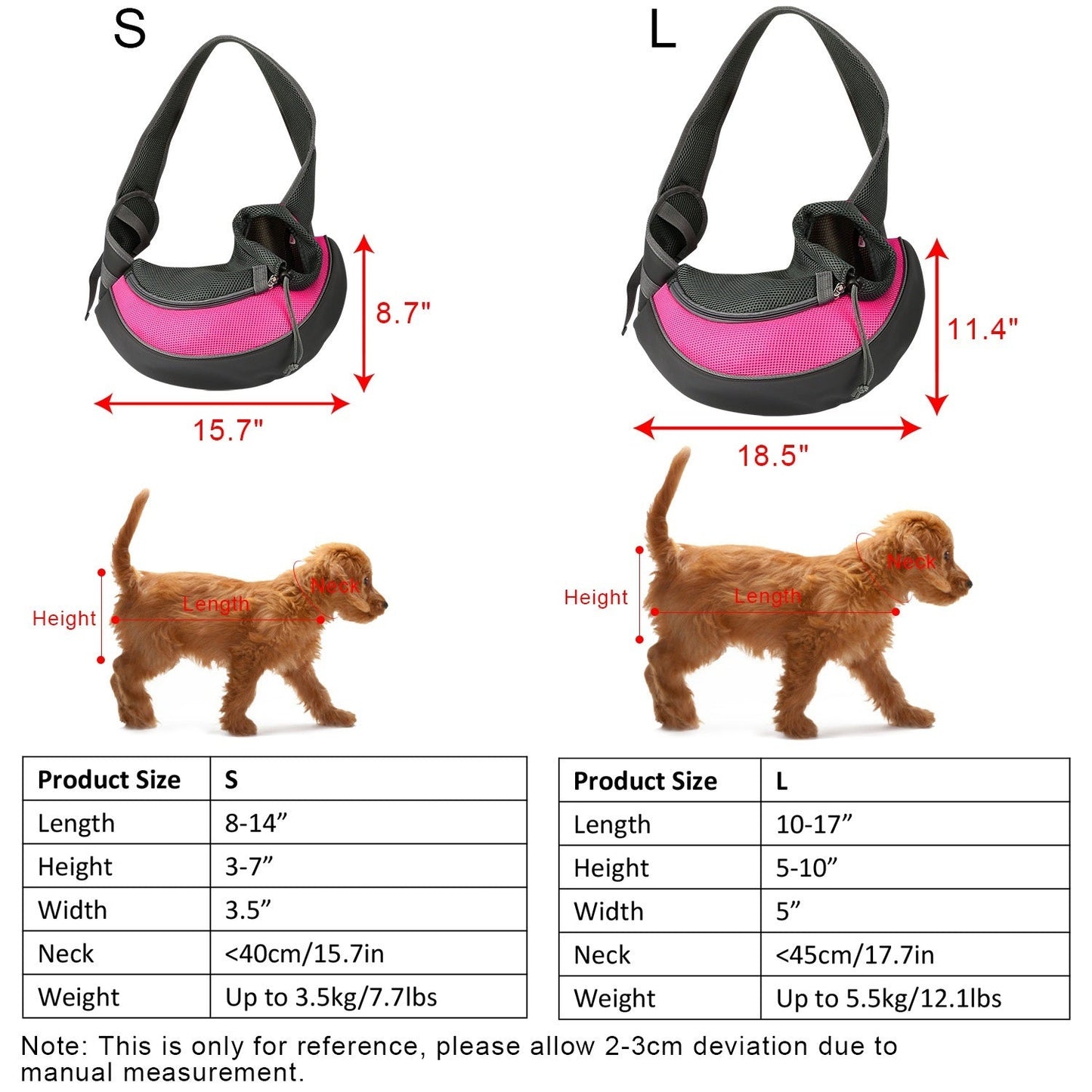 Carrier for Dogs Hand Free Sling Adjustable Padded Strap Tote